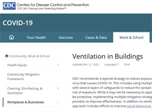 Site web du CDC sur la ventilation dans les écoles et édifices à bureaux